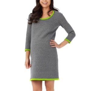 Rosie Pope Maternity Grey Neon Trimmed Elbow Sleeve Dress Knit SZ LARGE NEW!